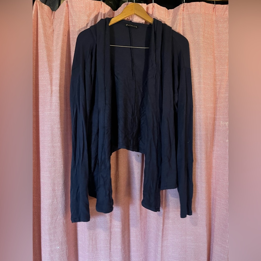 Athleta Navy Open-Front Lightweight Cardigan